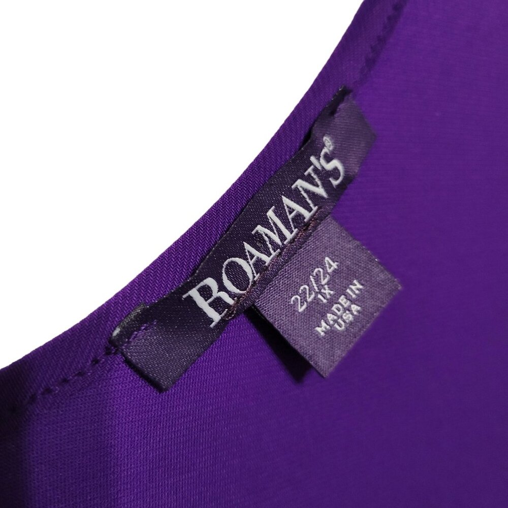 Roamans Size 22/24 1X Dress Stretch Jersey Full Swing Hem Long Purple - Picture 9 of 9